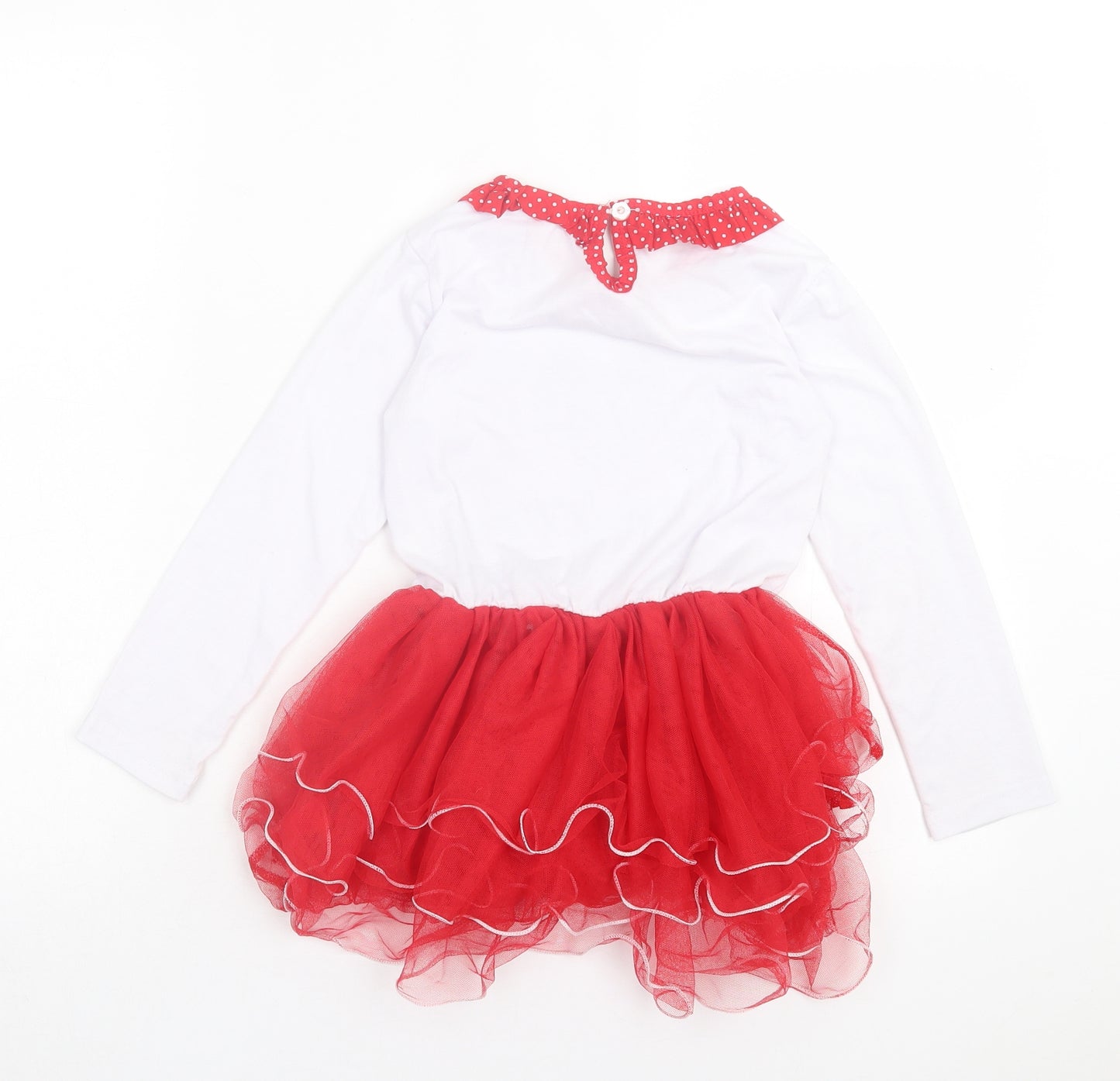vague Girls Red Polyester Fit & Flare Size 6 Years Crew Neck Button - Christmas