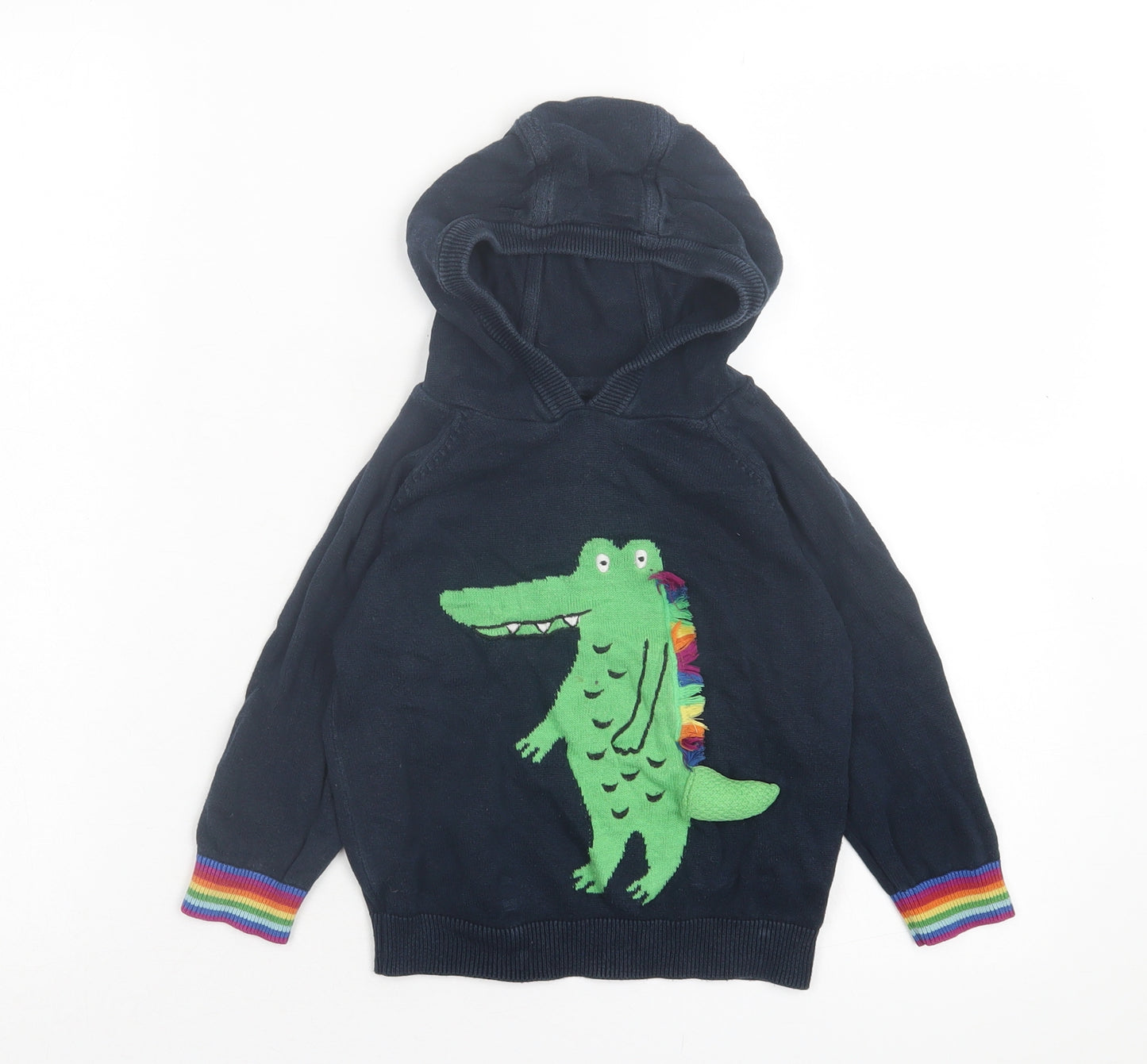 NEXT Boys Multicoloured Striped Cotton Pullover Hoodie Size 2-3 Years Pullover - Crocodile