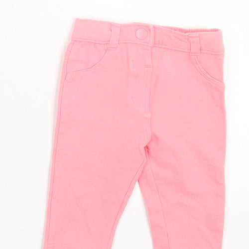 George Girls Pink Cotton Capri Trousers Size 3-6 Months Button