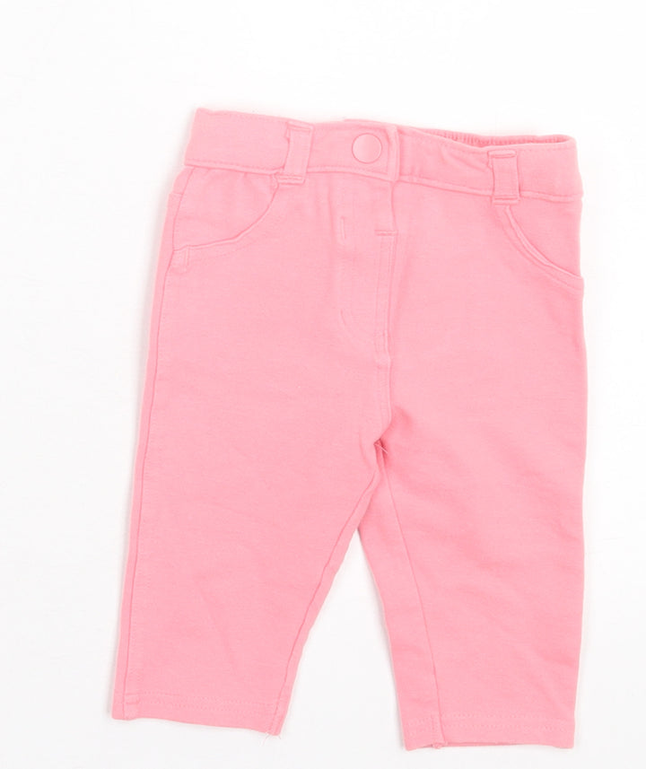 George Girls Pink Cotton Capri Trousers Size 3-6 Months Button