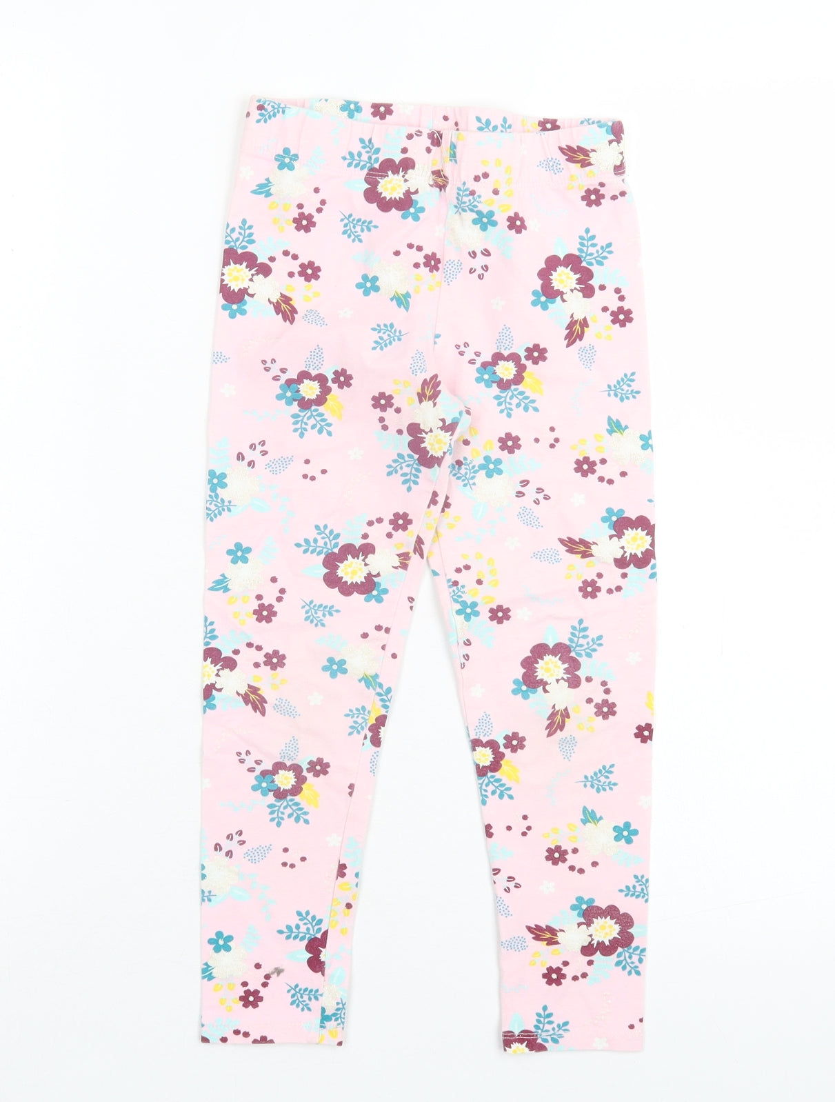 Shabby C Girls Pink Floral Cotton Capri Trousers Size 6-7 Years Regular Pullover