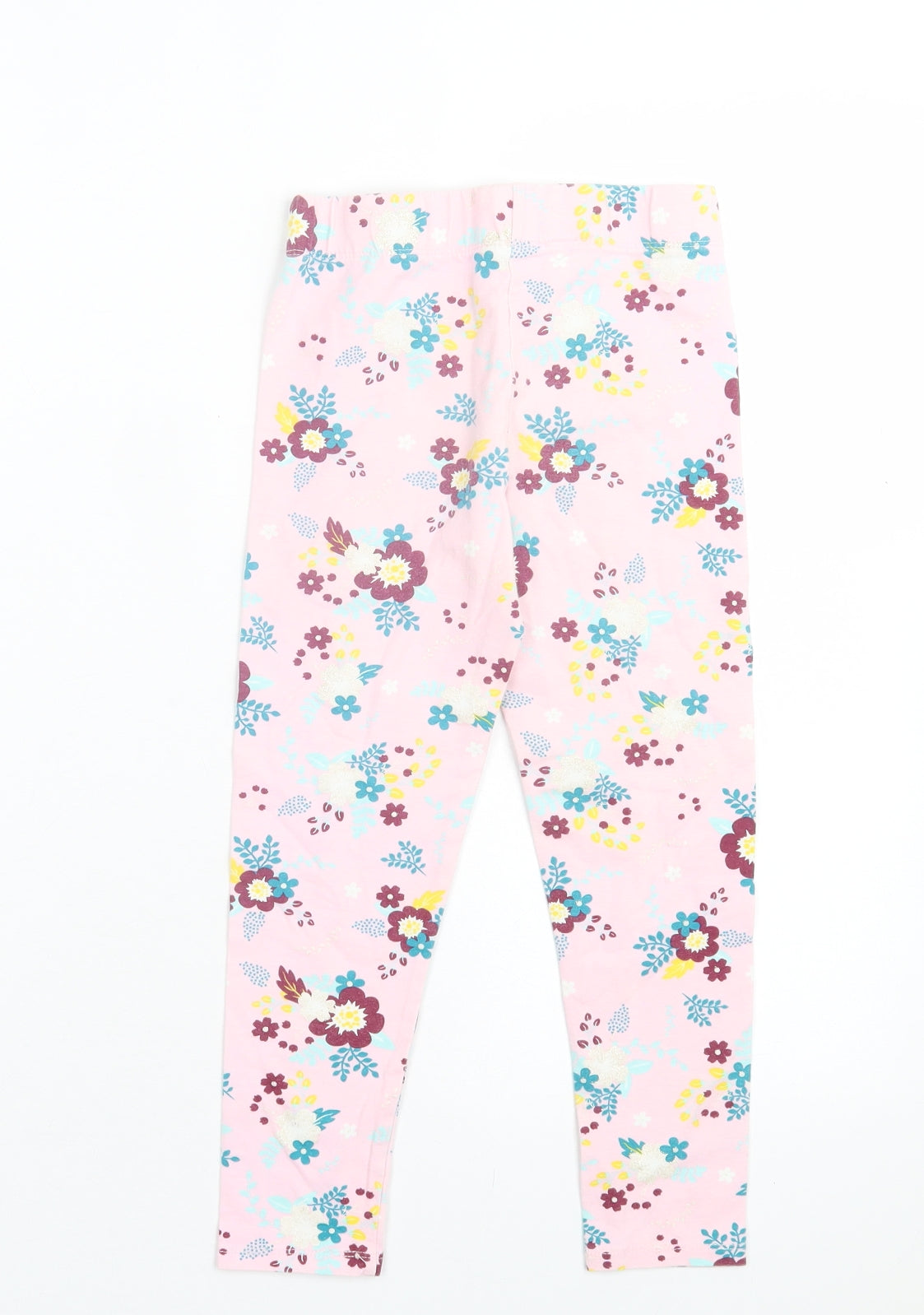 Shabby C Girls Pink Floral Cotton Capri Trousers Size 6-7 Years Regular Pullover