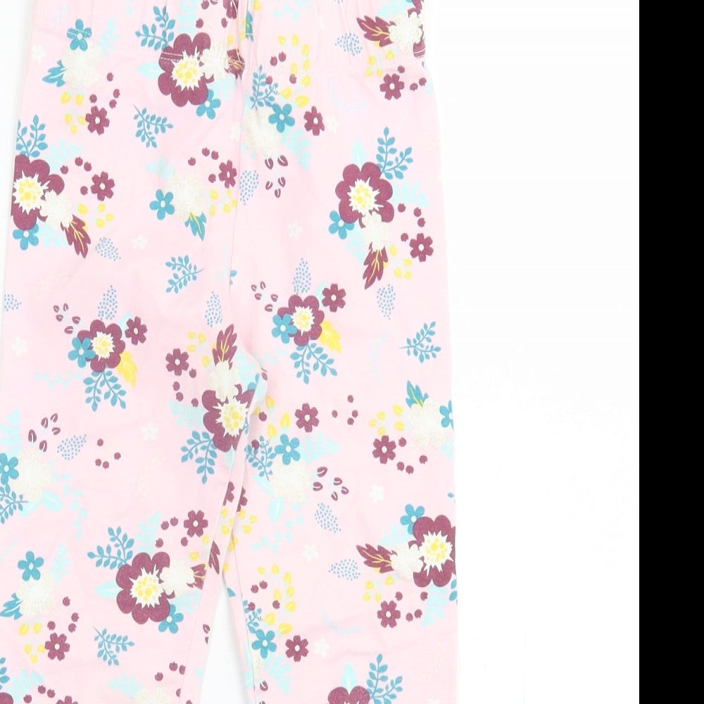 Shabby C Girls Pink Floral Cotton Capri Trousers Size 6-7 Years Regular Pullover