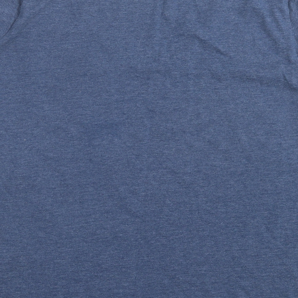 Marks and Spencer Womens Blue Floral Cotton Basic T-Shirt Size 22 Scoop Neck