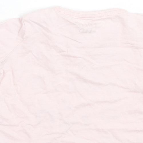 F&F Girls Pink Cotton Basic T-Shirt Size 6-9 Months Crew Neck Button