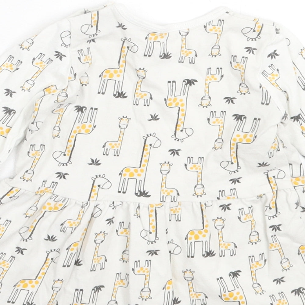 Lupilu Girls White Geometric Cotton A-Line Size 3-6 Months Crew Neck Pullover - Giraffes