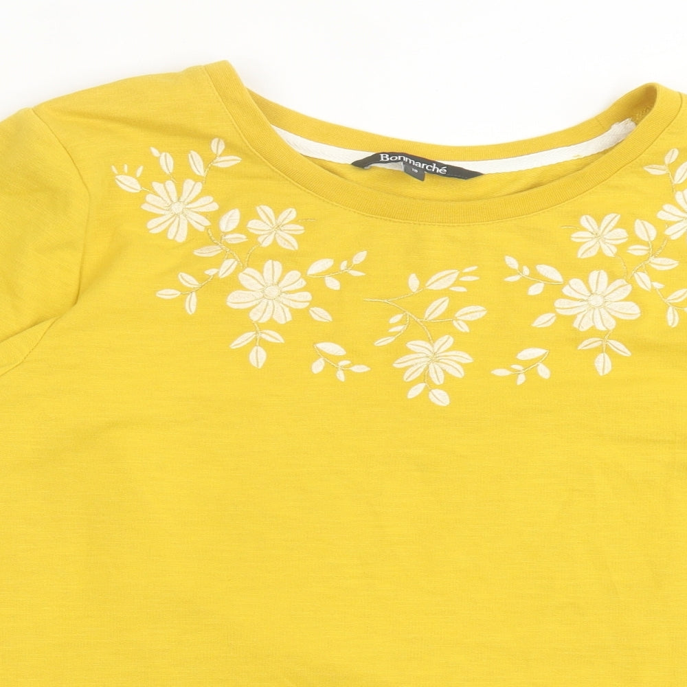 Bonmarché Womens Yellow Floral Cotton Pullover Sweatshirt Size 18 Pullover