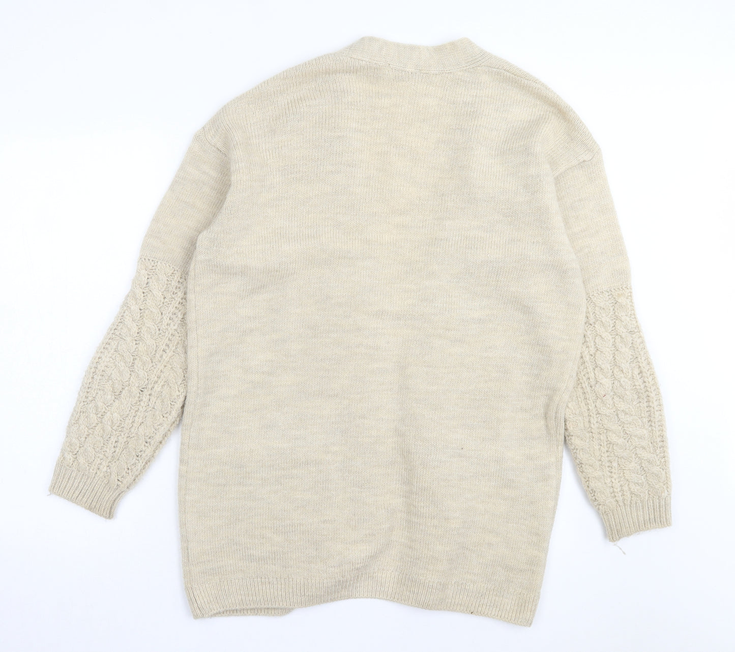 TU Womens Beige V-Neck Acrylic Cardigan Jumper Size 12