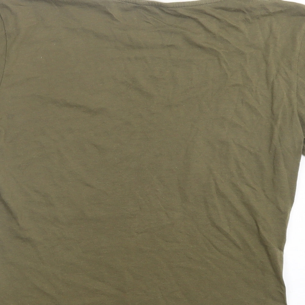 Jack Wills Womens Green Cotton Basic T-Shirt Size 8 Crew Neck