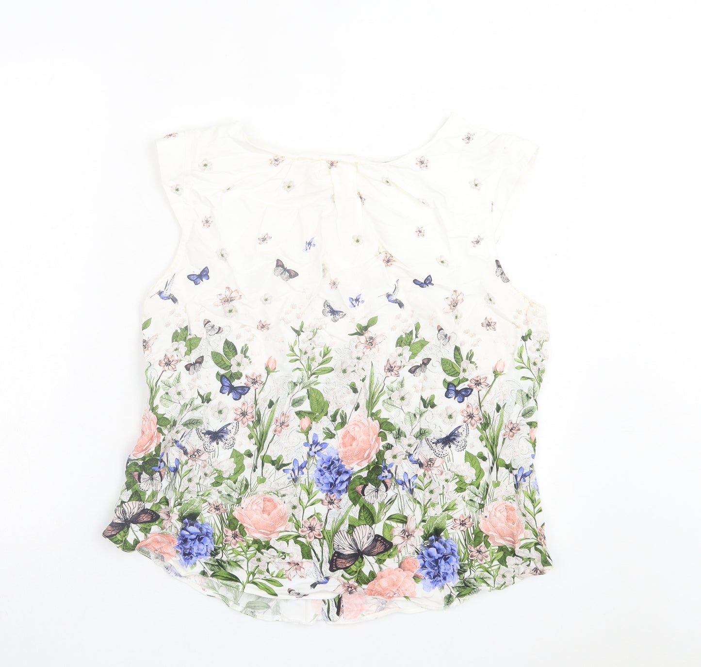 Billie & Blossom Womens Multicoloured Floral Viscose Basic T-Shirt Size 16 Crew Neck