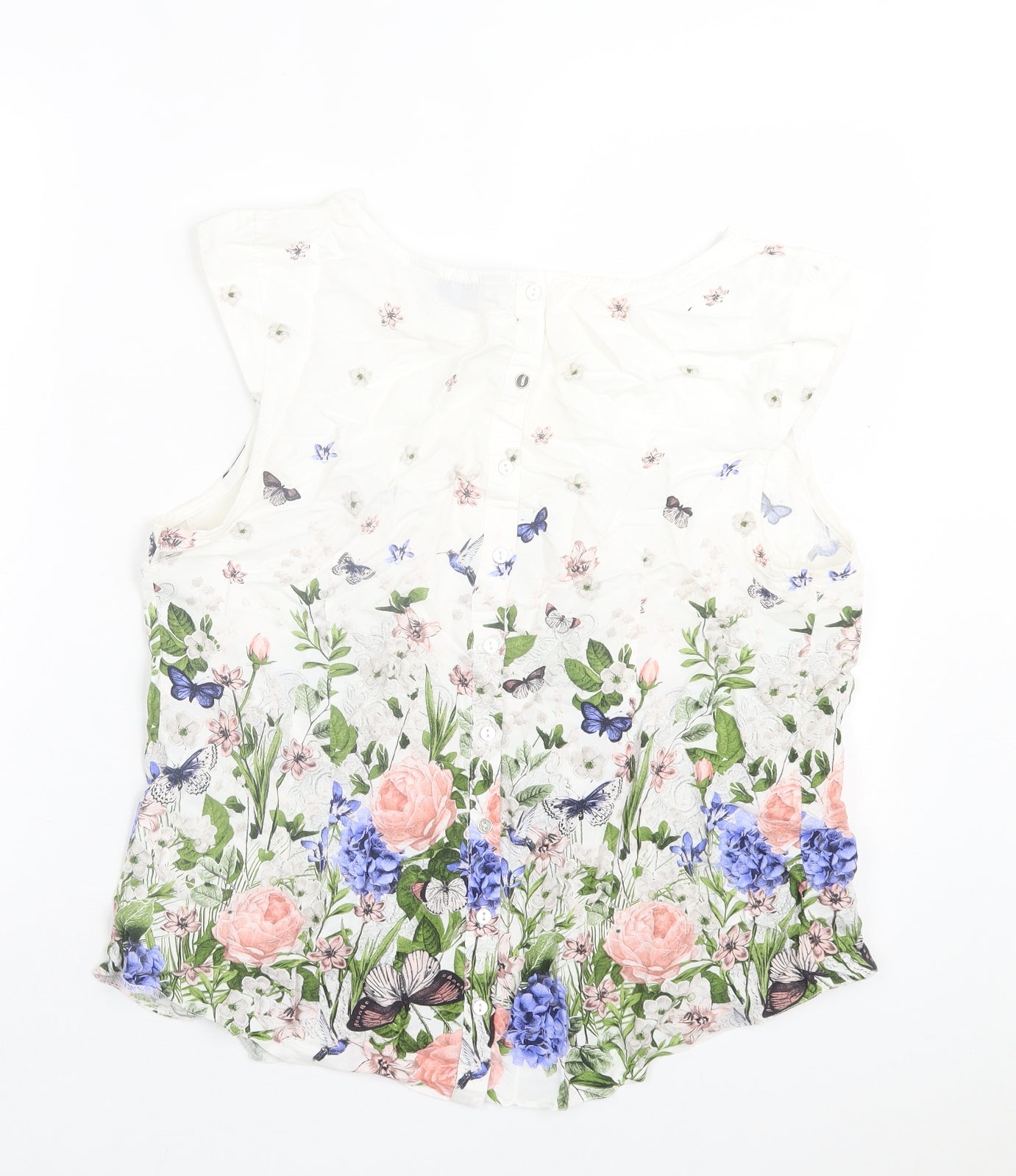 Billie & Blossom Womens Multicoloured Floral Viscose Basic T-Shirt Size 16 Crew Neck