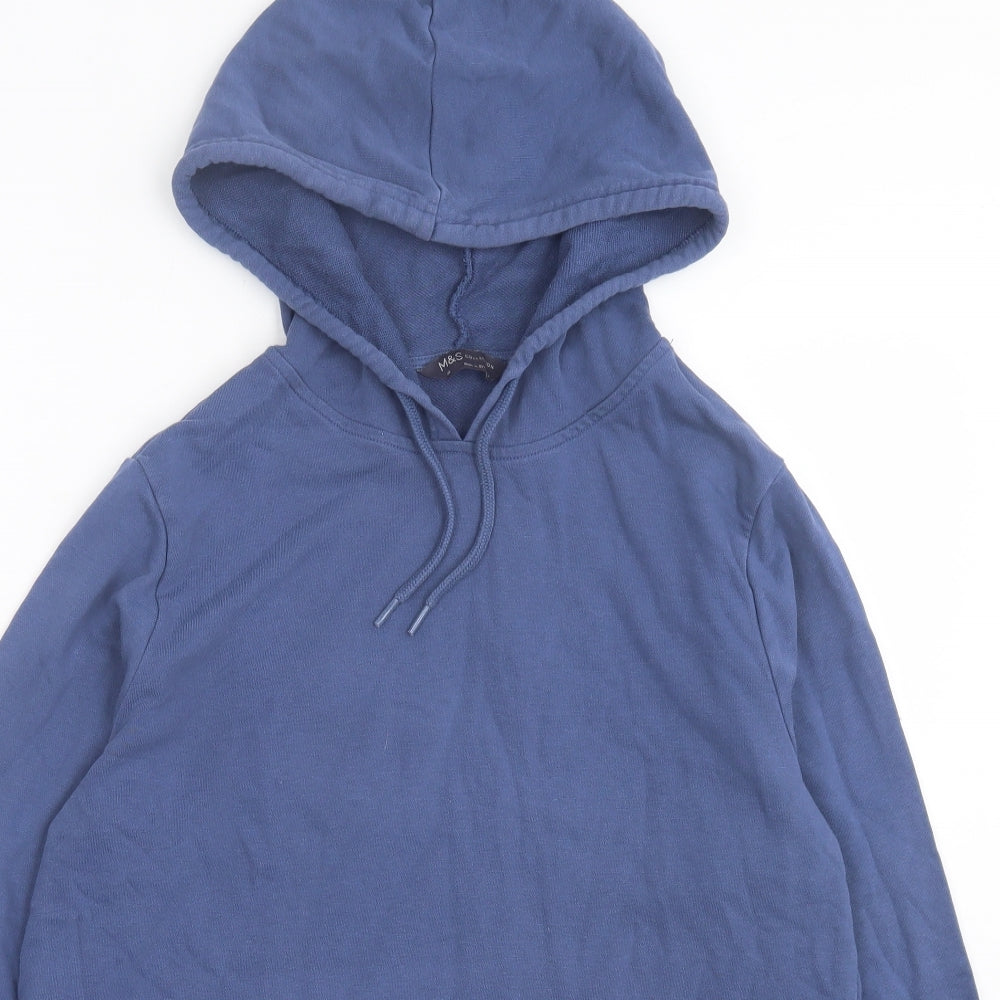 Marks and Spencer Womens Purple Cotton Pullover Hoodie Size 14 Pullover
