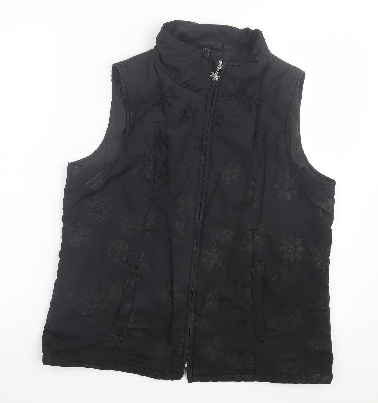 DASH Womens Black Herringbone Gilet Jacket Size 14 Zip