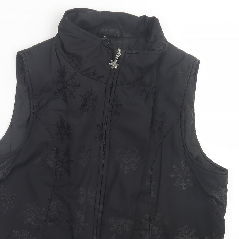 DASH Womens Black Herringbone Gilet Jacket Size 14 Zip