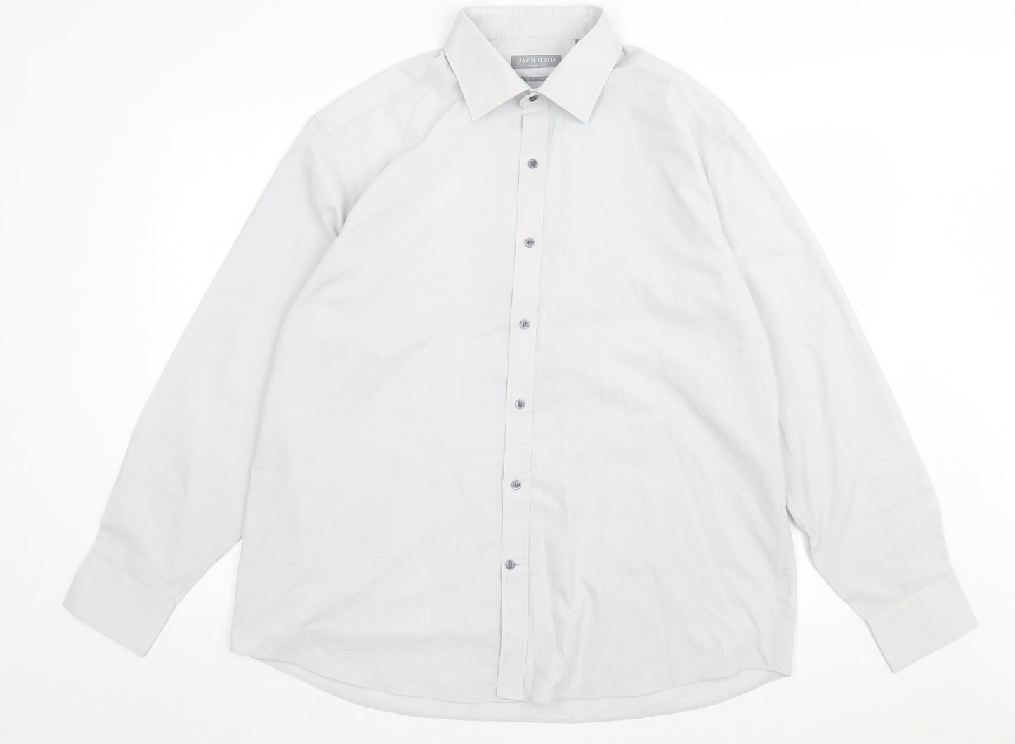 Jack Reid Mens Grey Polyester Button-Up Size 17 Collared Button