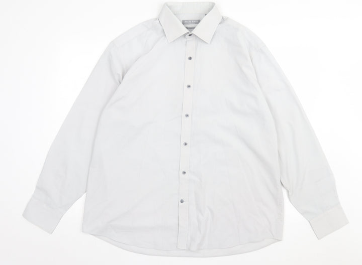 Jack Reid Mens Grey Polyester Button-Up Size 17 Collared Button