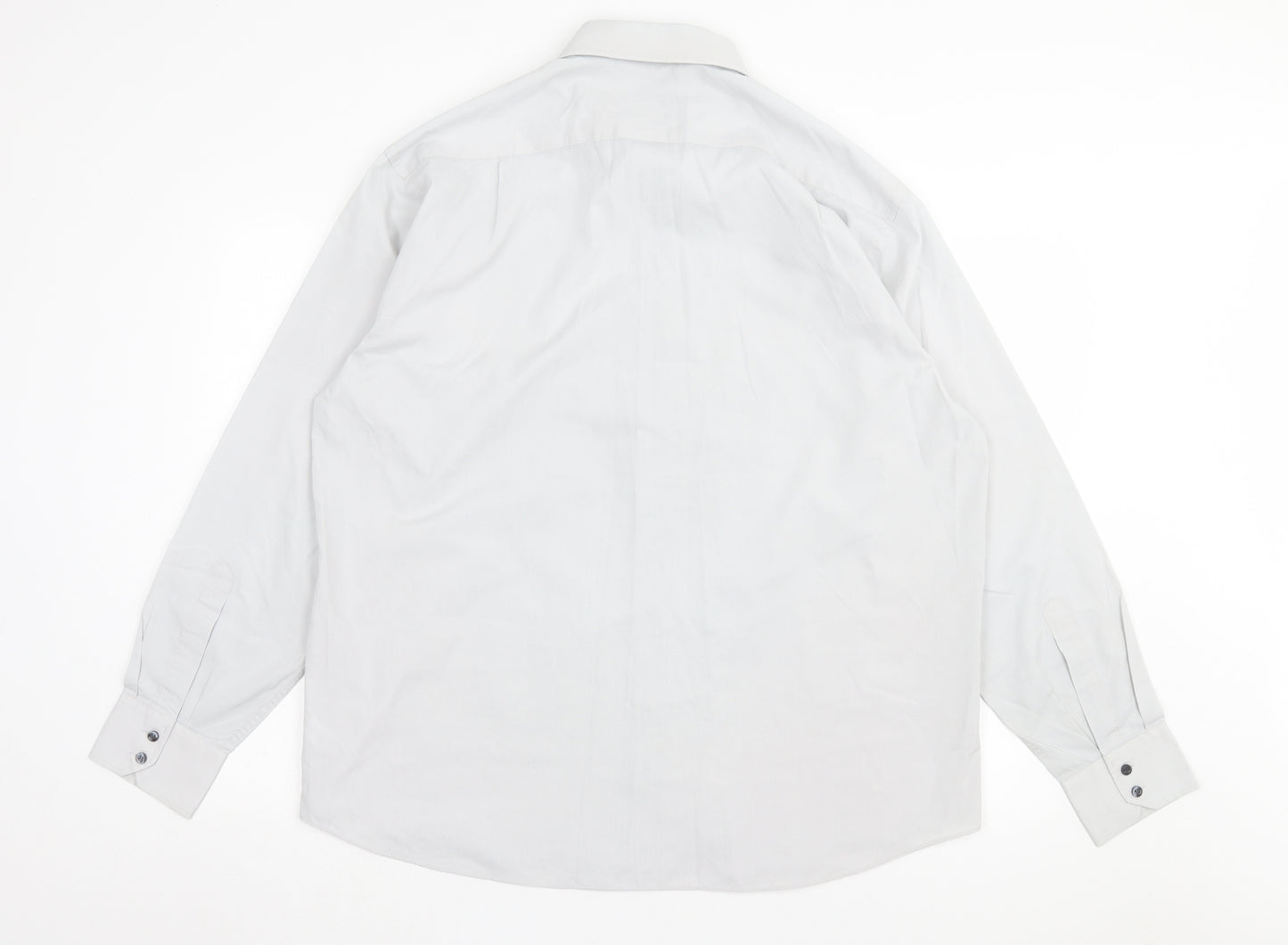 Jack Reid Mens Grey Polyester Button-Up Size 17 Collared Button