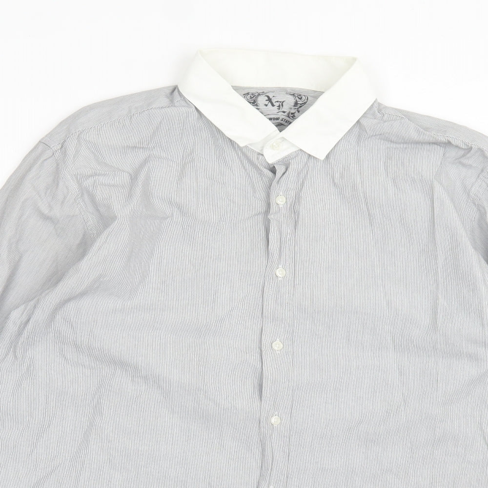 Cedar Wood State Mens Grey Cotton Button-Up Size XL Collared Button