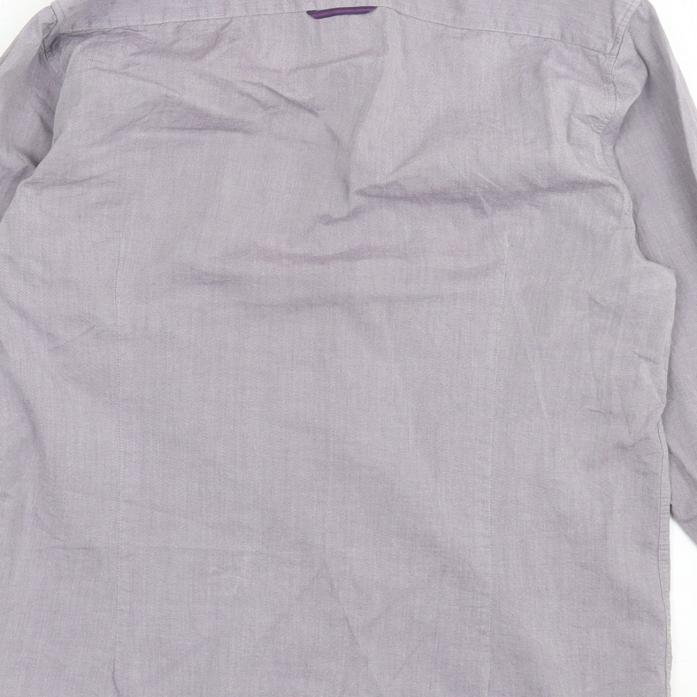 Ted Baker Mens Purple Cotton Button-Up Size M Collared Button
