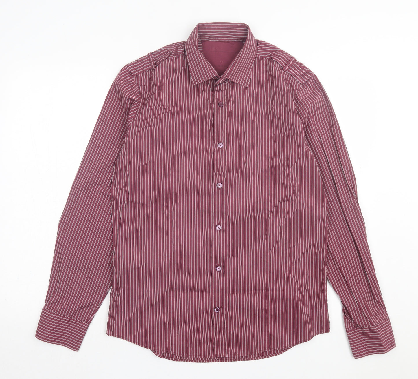 NEXT Mens Purple Striped Cotton Button-Up Size M Collared Button