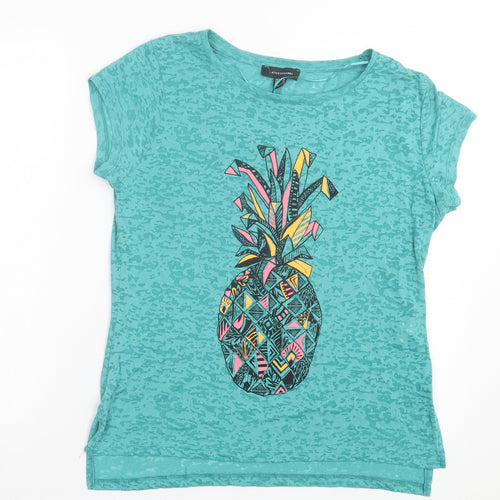 Atmosphere Womens Blue Polyester Basic T-Shirt Size 14 Crew Neck - pineapple