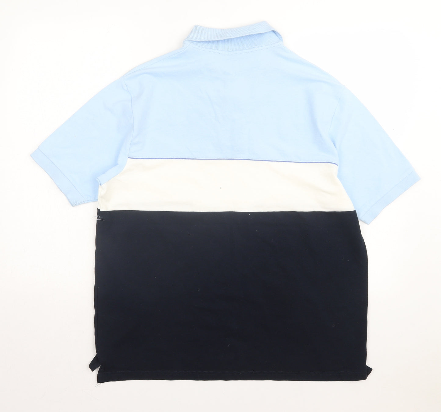 Blue Harbour Mens Blue Striped Cotton Polo Size L Collared Button