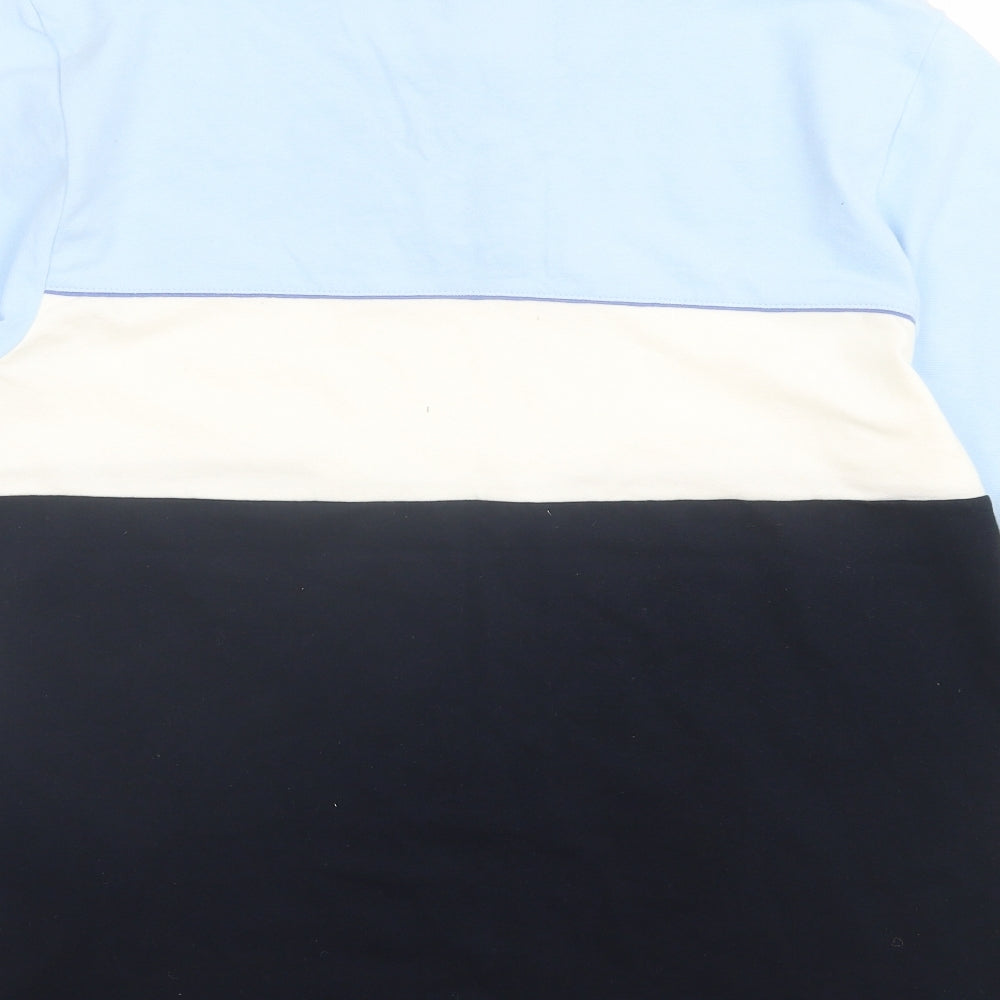 Blue Harbour Mens Blue Striped Cotton Polo Size L Collared Button