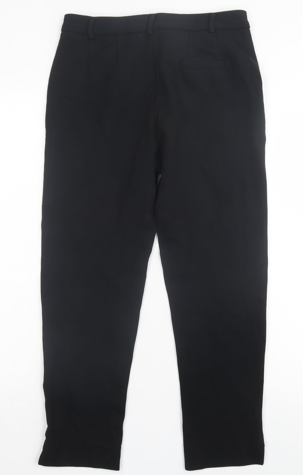 Marks and Spencer Womens Black Viscose Trousers Size 10 L26 in Slim Button
