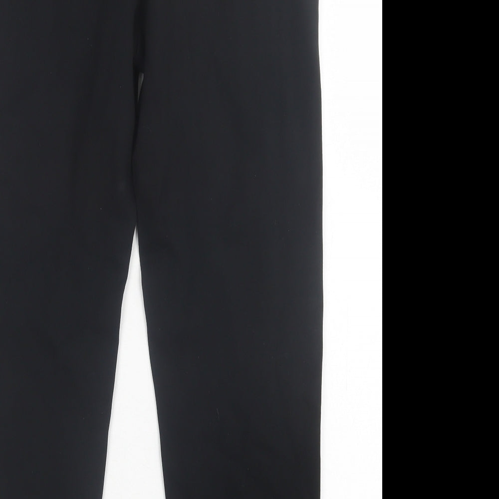 Marks and Spencer Womens Black Viscose Trousers Size 10 L26 in Slim Button