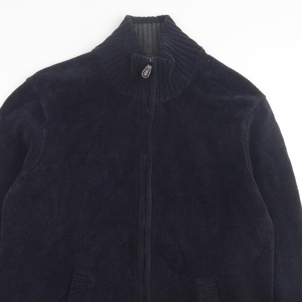 Howick Mens Blue High Neck Cotton Full Zip Jumper Size M