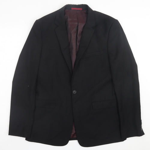 Topman Mens Black Polyester Jacket Suit Jacket Size 40