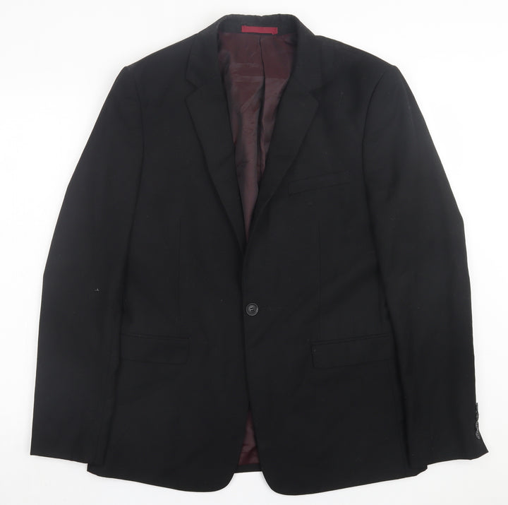 Topman Mens Black Polyester Jacket Suit Jacket Size 40