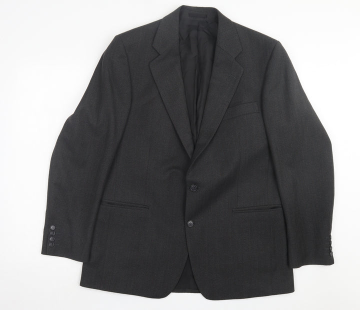 Preworn Mens Grey Striped Wool Jacket Suit Jacket Size 40