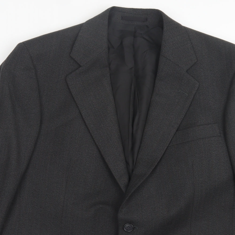 Preworn Mens Grey Striped Wool Jacket Suit Jacket Size 40