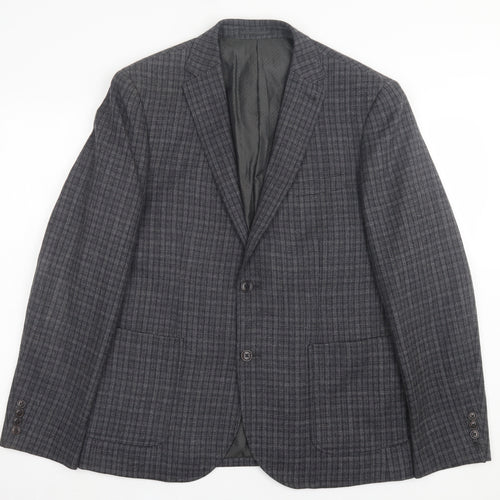 NEXT Mens Grey Plaid Wool Jacket Suit Jacket Size 42