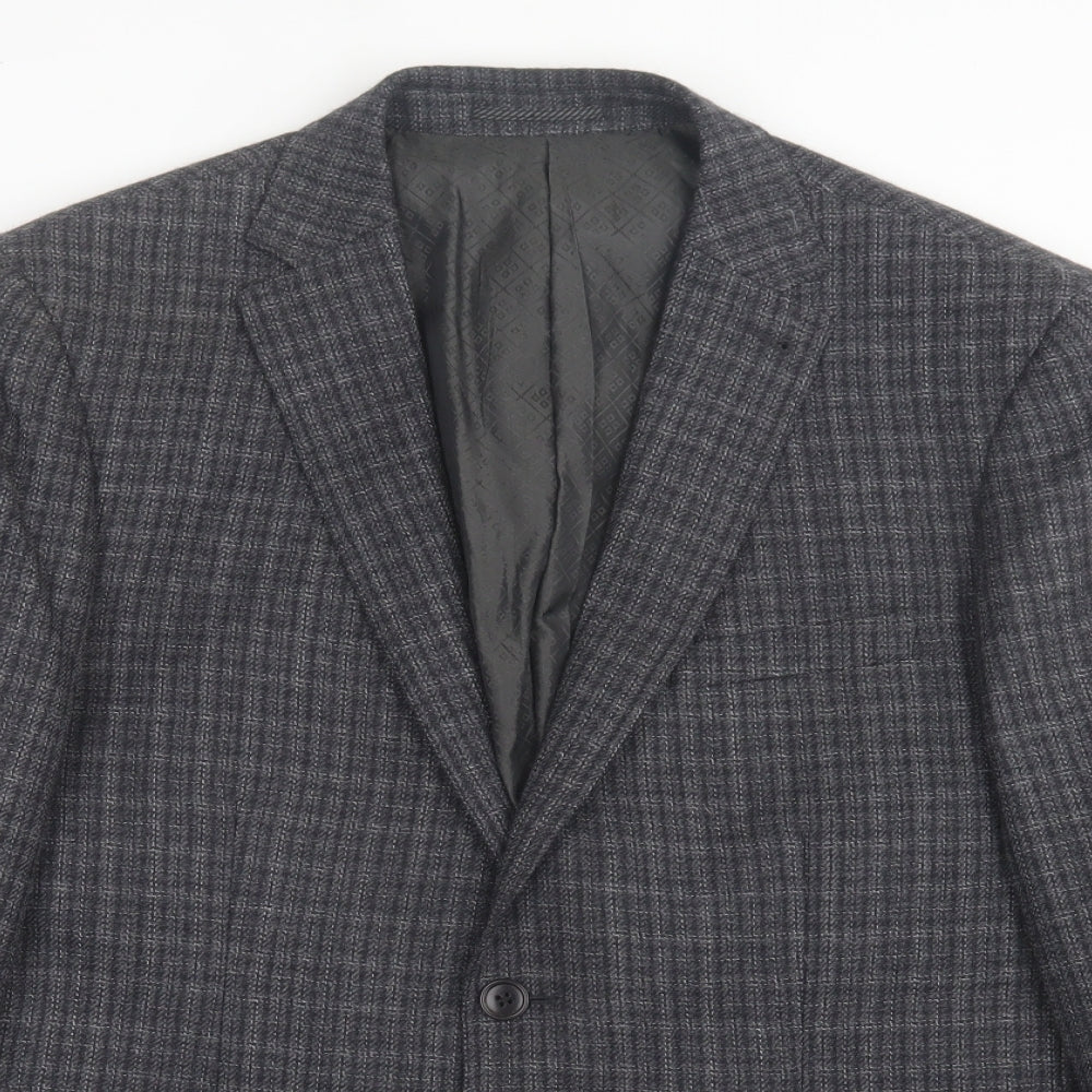 NEXT Mens Grey Plaid Wool Jacket Suit Jacket Size 42