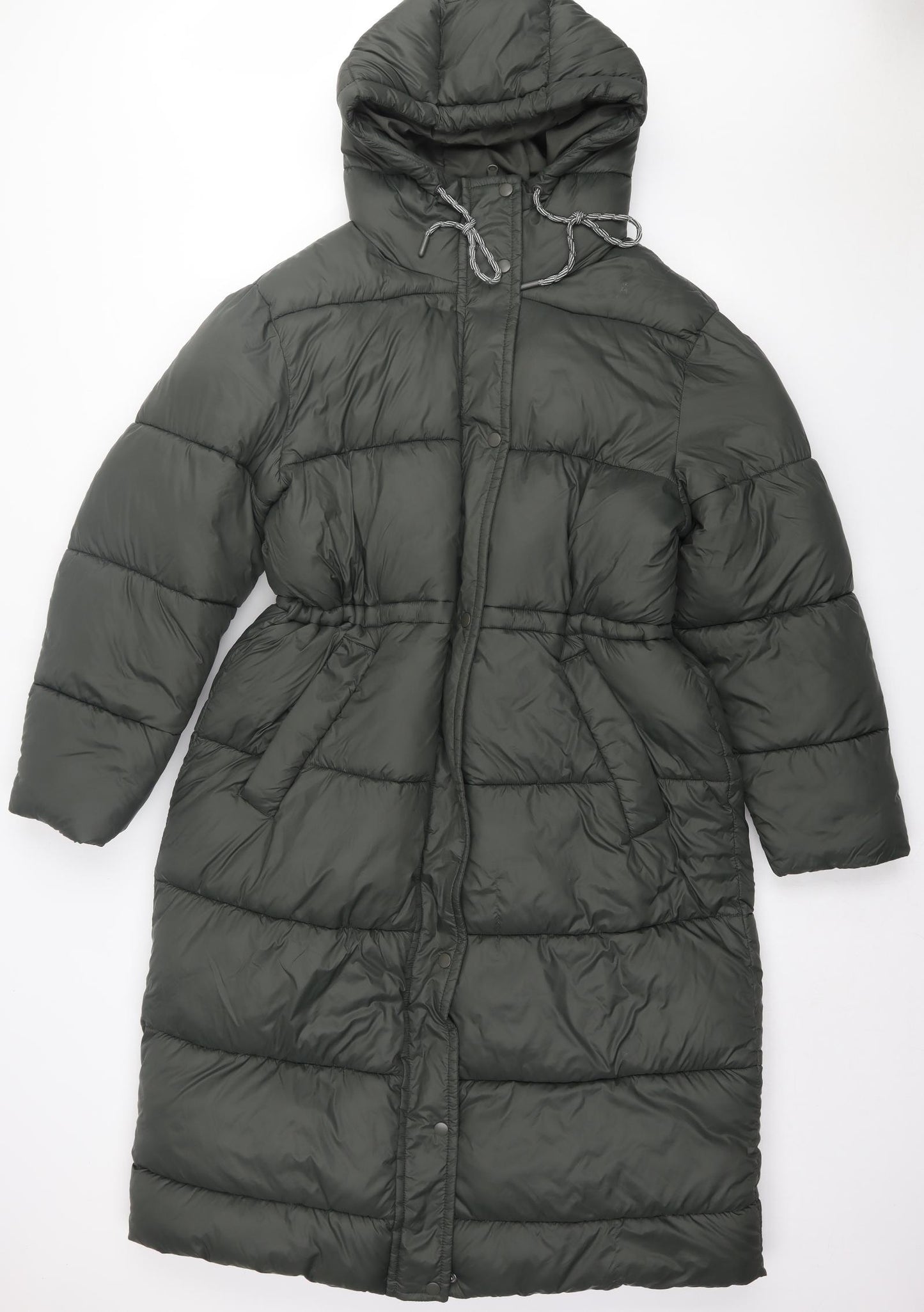 H&M Womens Green Puffer Jacket Coat Size L Zip