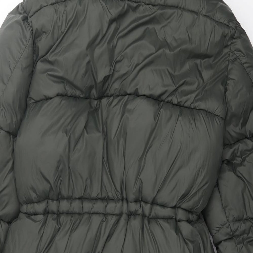 H&M Womens Green Puffer Jacket Coat Size L Zip