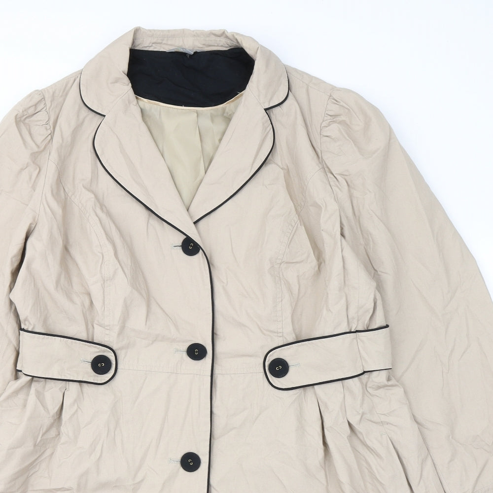 Marks and Spencer Womens Beige Trench Coat Coat Size 16 Button