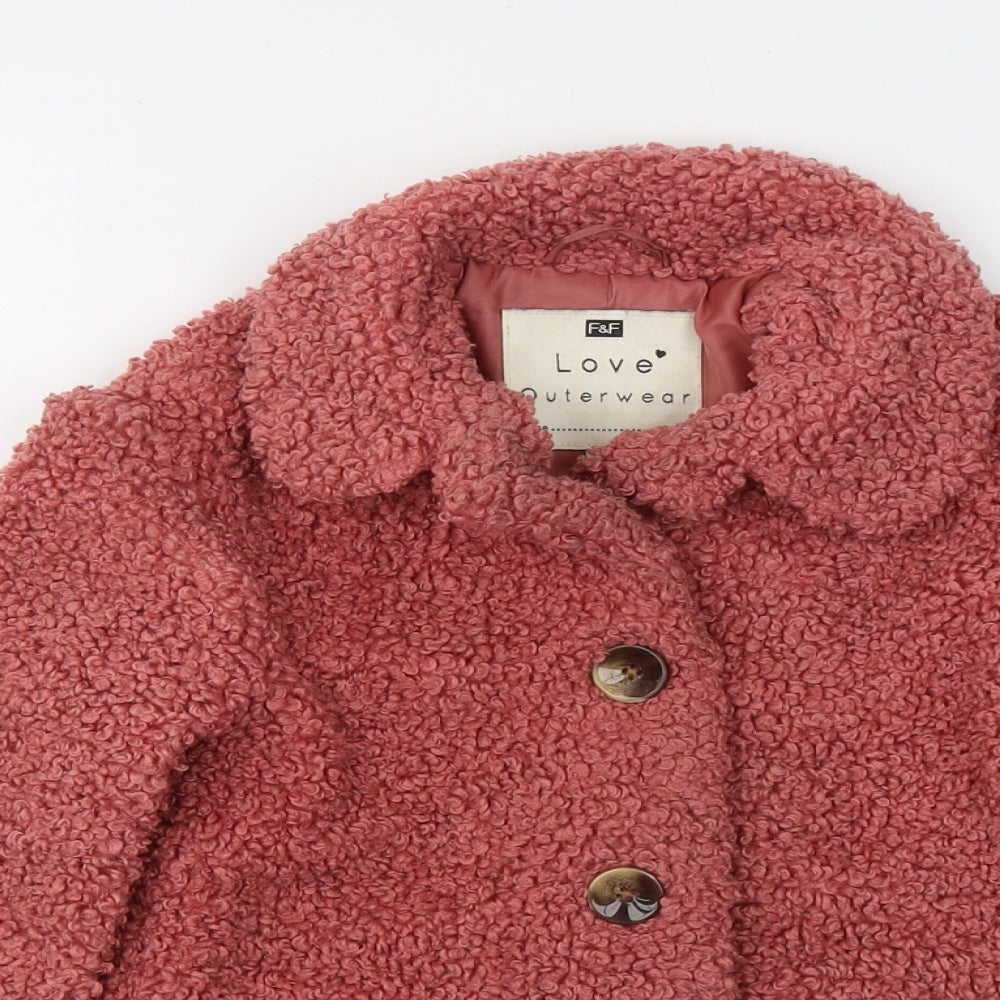 F&F Girls Pink Jacket Coatigan Size 5-6 Years Button