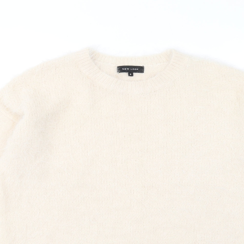New Look Womens Beige Round Neck Nylon Pullover Jumper Size 8