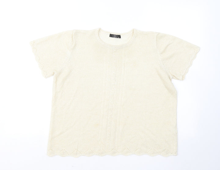 Bonmarché Womens Gold Acrylic Basic T-Shirt Size M Round Neck