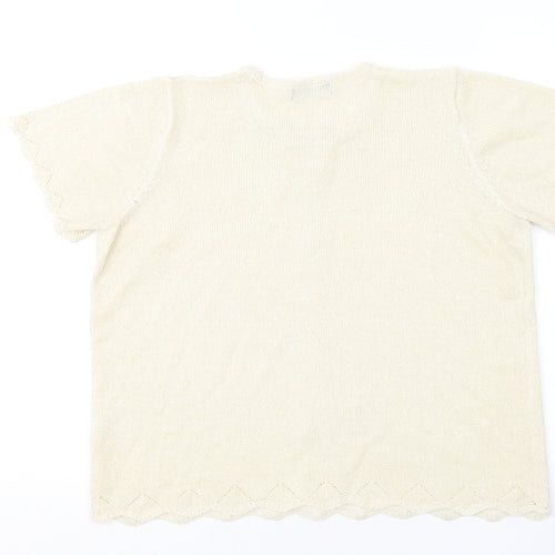 Bonmarché Womens Gold Acrylic Basic T-Shirt Size M Round Neck