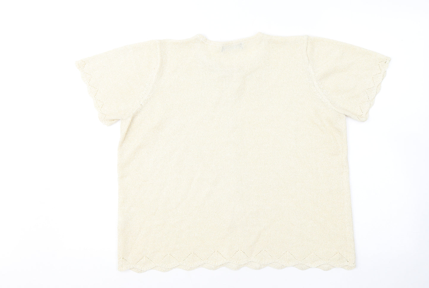 Bonmarché Womens Gold Acrylic Basic T-Shirt Size M Round Neck