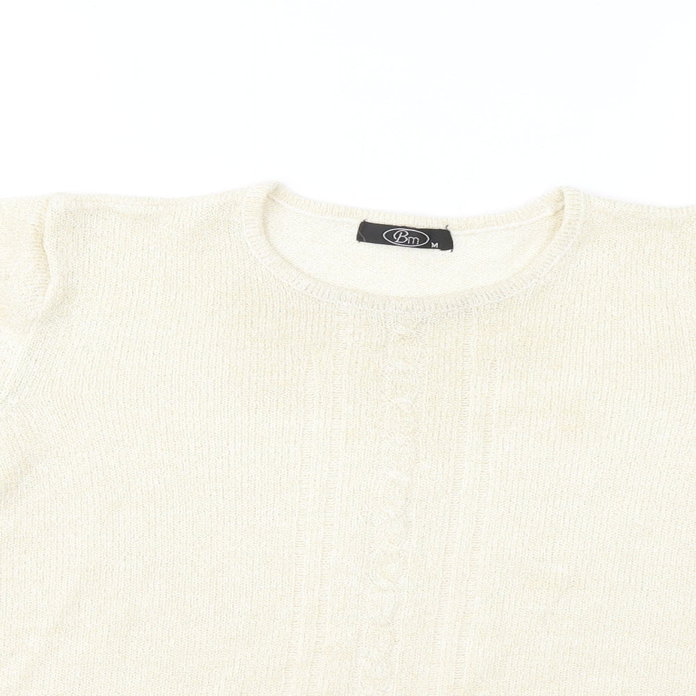 Bonmarché Womens Gold Acrylic Basic T-Shirt Size M Round Neck