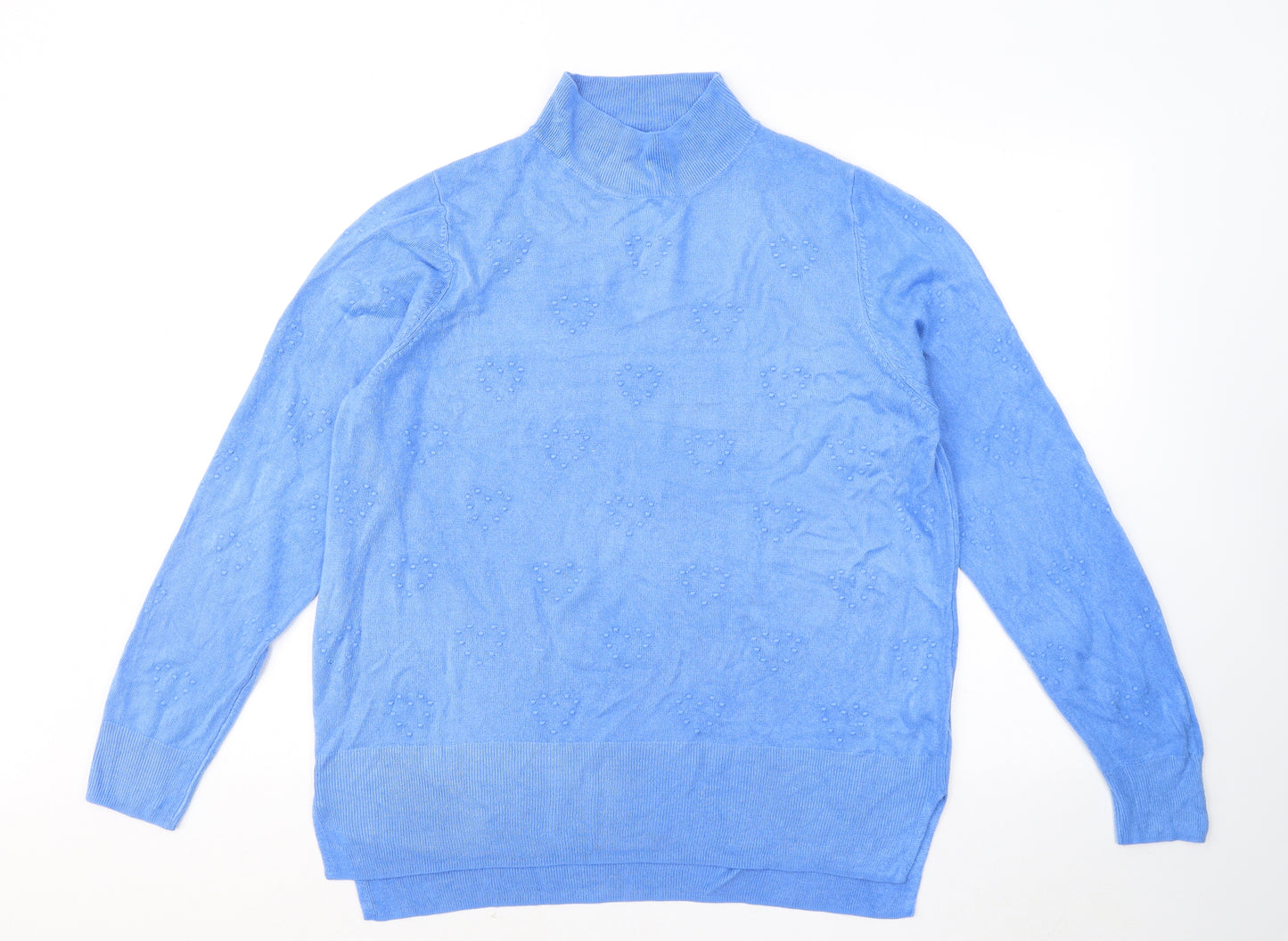 F&F Womens Blue High Neck Acrylic Pullover Jumper Size 18