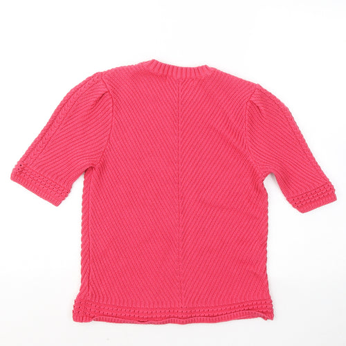 Marks and Spencer Womens Pink Round Neck Cotton Pullover Jumper Size 12