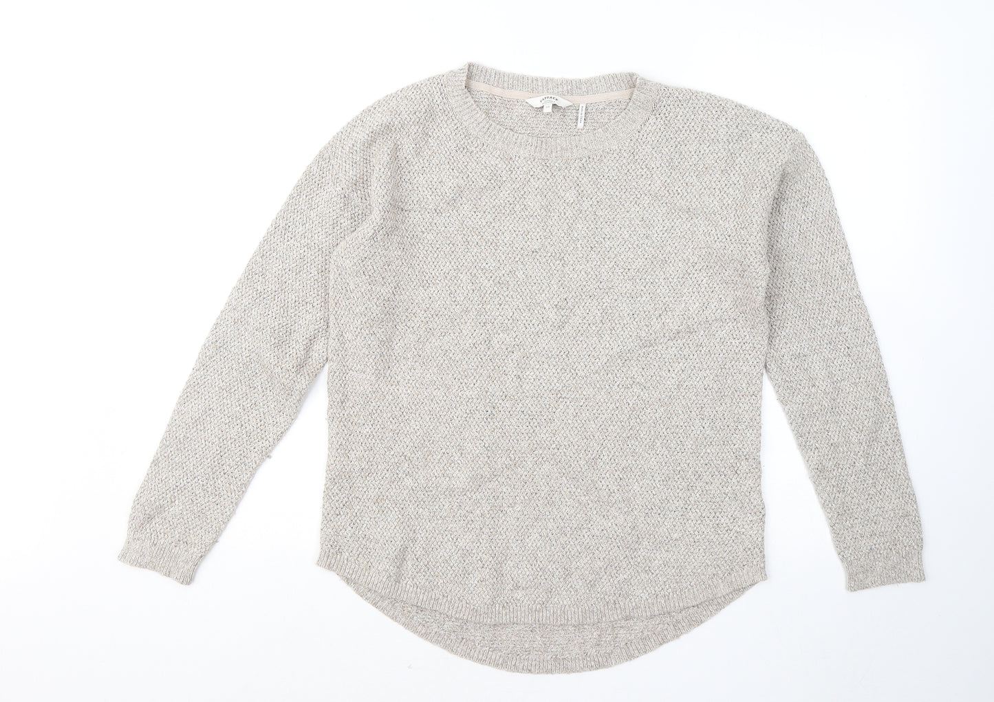 Fat Face Womens Beige Round Neck Cotton Pullover Jumper Size 10