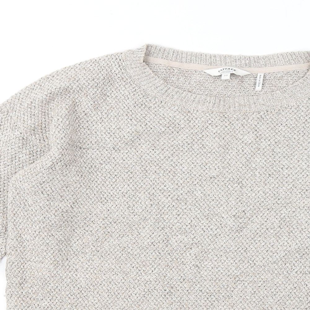 Fat Face Womens Beige Round Neck Cotton Pullover Jumper Size 10