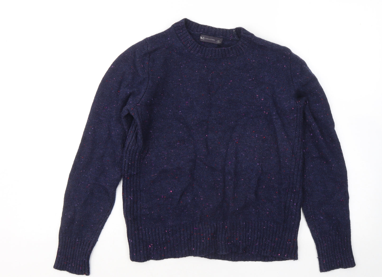 Marks and Spencer Womens Blue Round Neck Wool Pullover Jumper Size 12